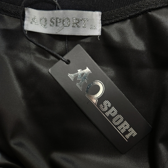 AQ SPORT ☆ CROPPED VARSITY STYLE ☆ FAUX LEATHER JACKET ☆ NWT - Picture 7 of 10